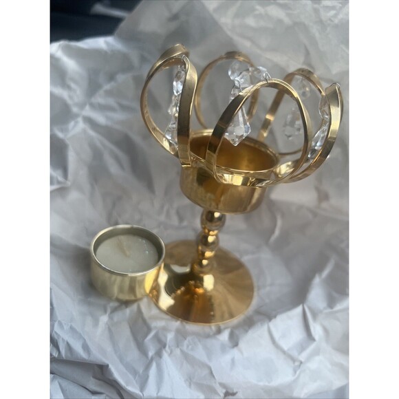 Weinfurtner Gold Plated Crystal Chandelier Candle Holder Brass Crystal Germany - Picture 2 of 9